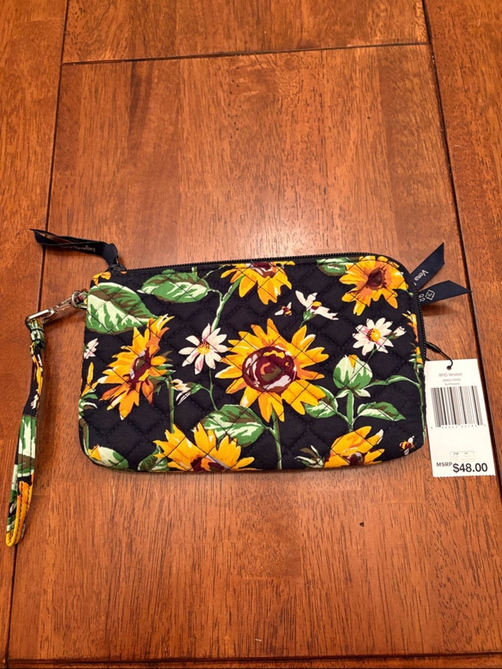 Vera Bradley Quilted Sunflower Wristlet Clutch - Black & Yellow